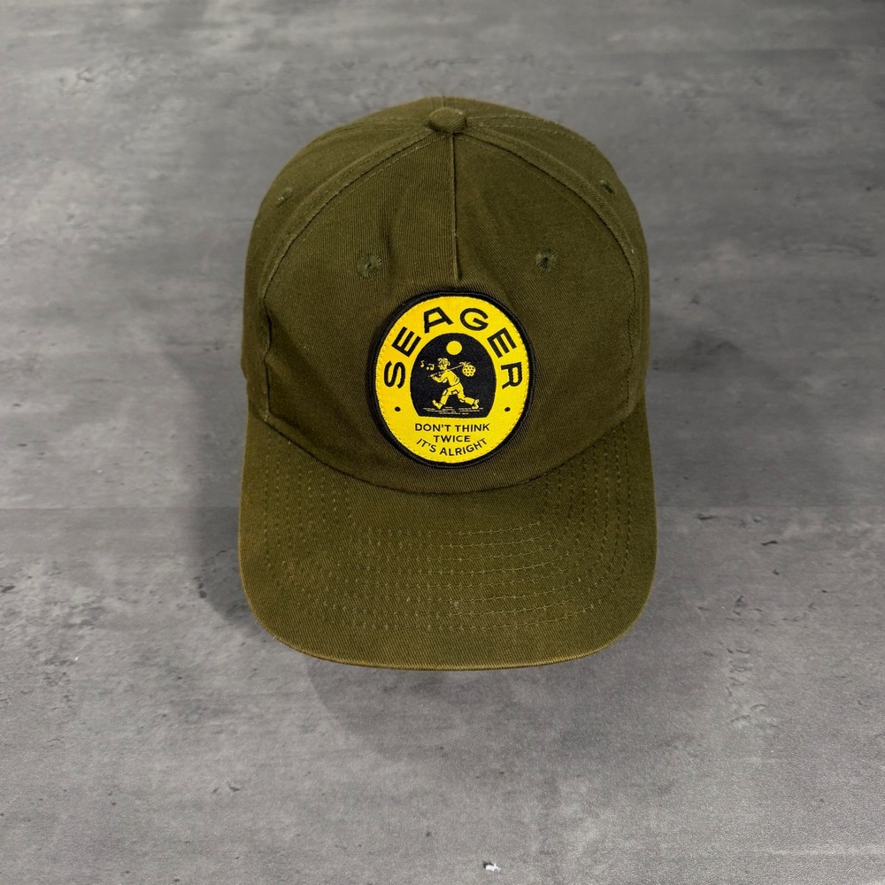 Seager Grit Company Hat Mens Olive Green Snapback Dont Think Twice Patch Cap
